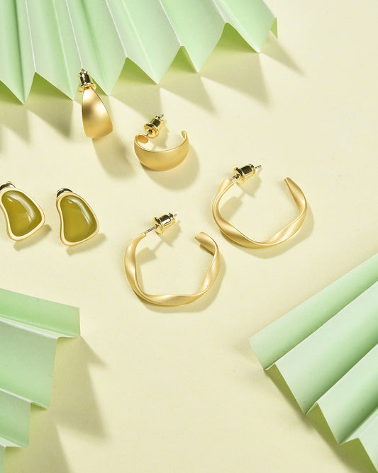 Pack of 3 Gold Plated Designer Stud