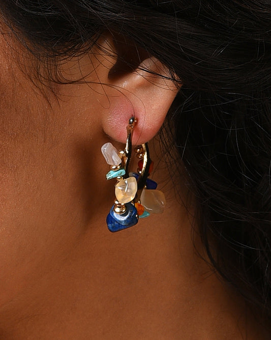 Gold Plated Designer Stone Stud