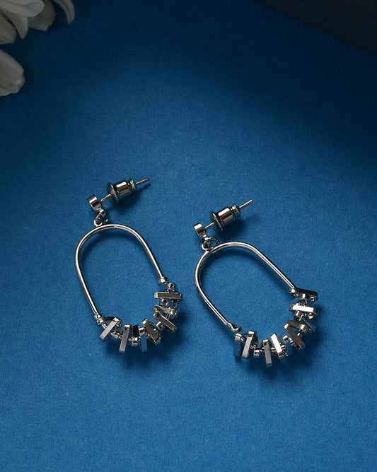Silver Plated Designer Stone Drop Earring