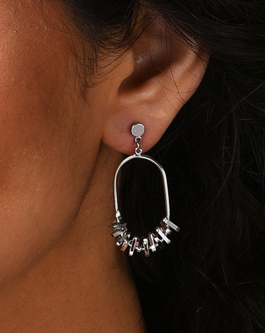 Silver Plated Designer Stone Drop Earring