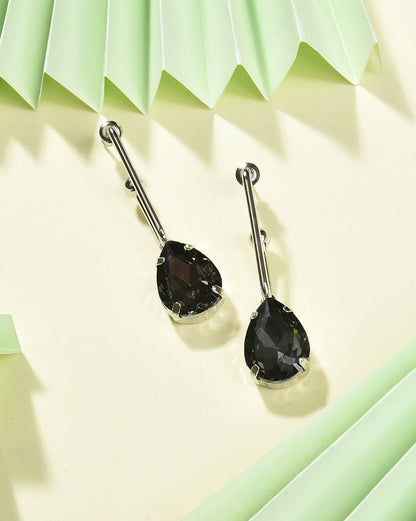 Silver Plated Designer Stone Drop Earring