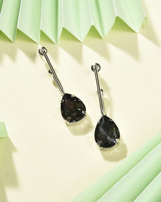 Silver Plated Designer Stone Drop Earring