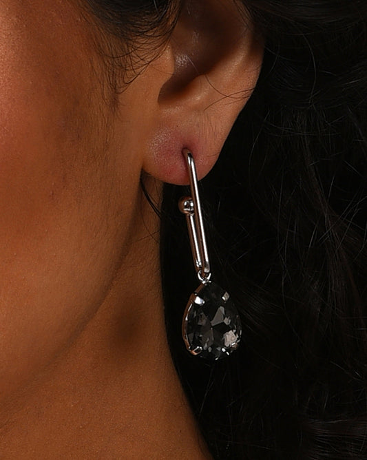 Silver Plated Designer Stone Drop Earring