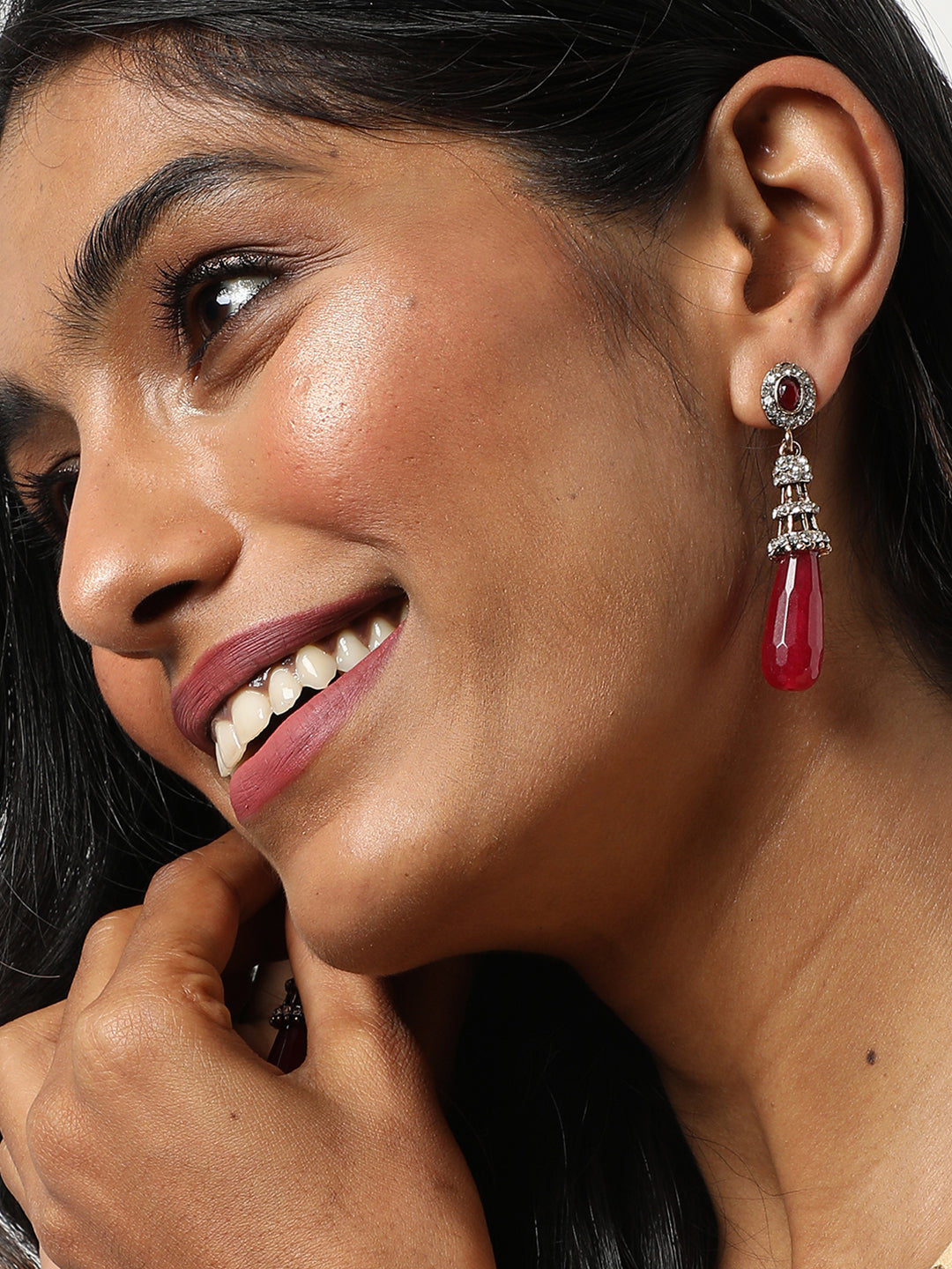 Gold Plated Designer Stone Drop Earring