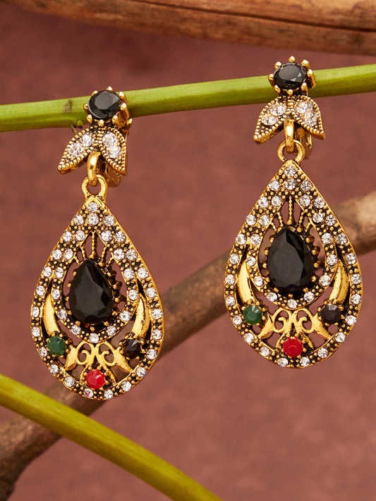 Gold Plated Designer Stone Drop Earring