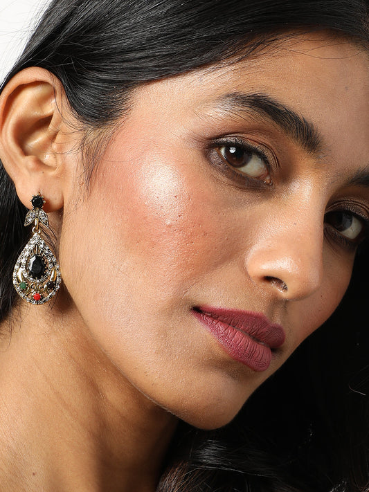 Gold Plated Designer Stone Drop Earring