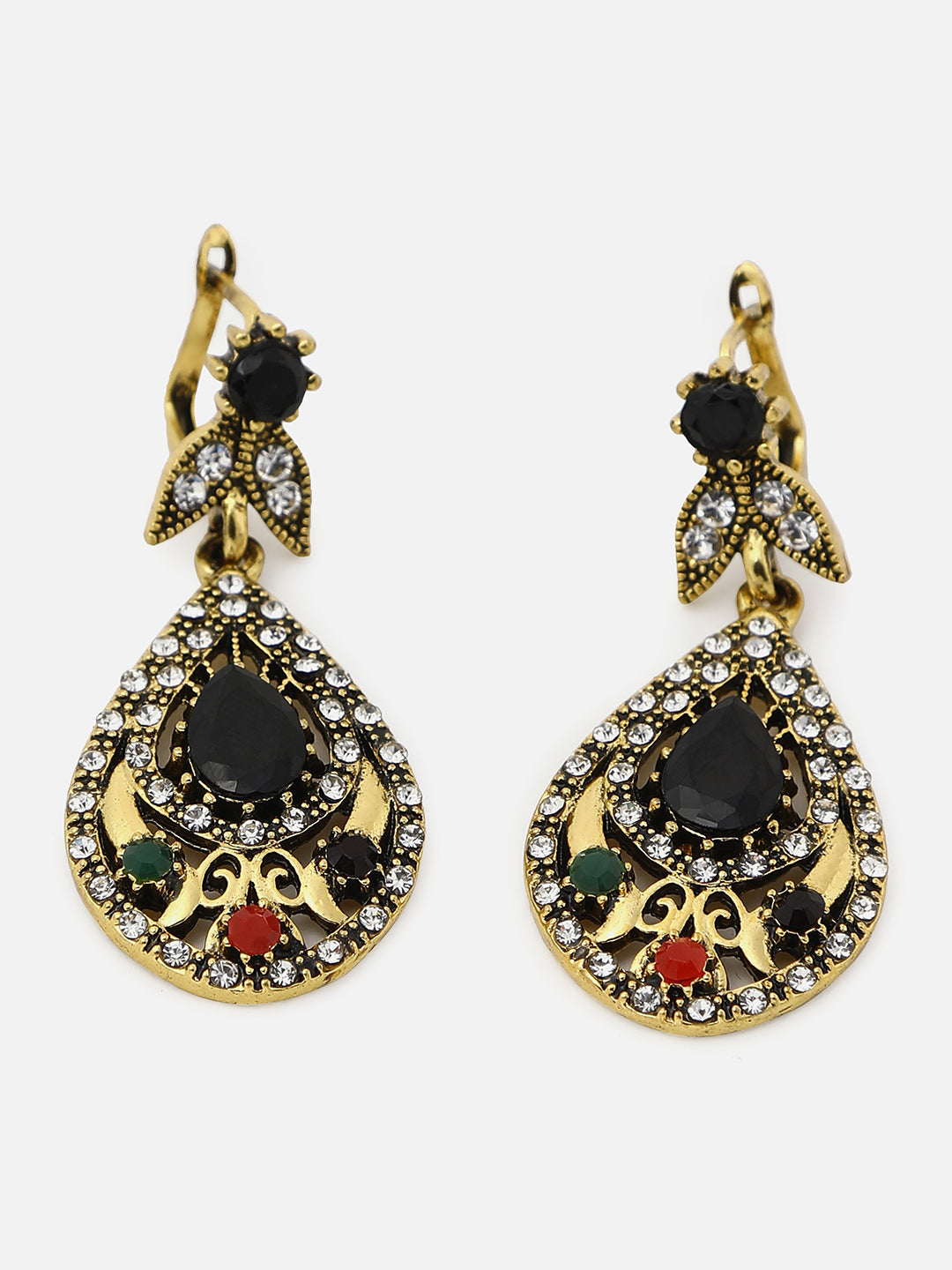 Gold Plated Designer Stone Drop Earring