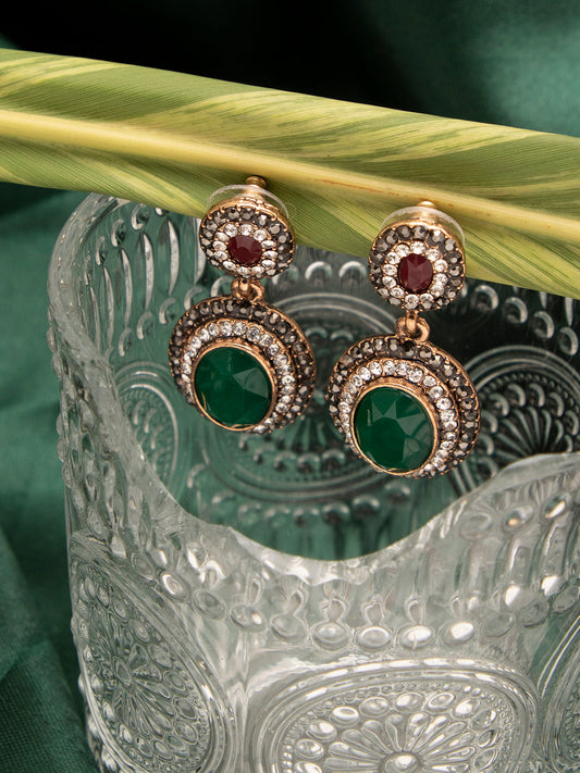Gold Plated Designer Stone Drop Earring