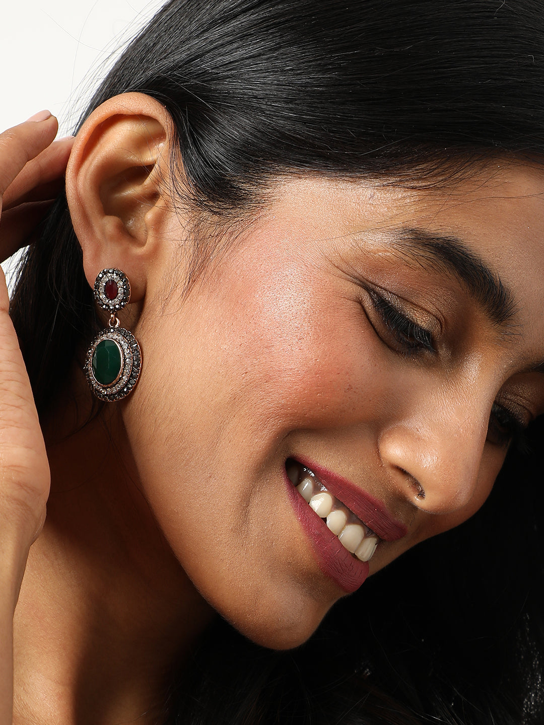 Gold Plated Designer Stone Drop Earring
