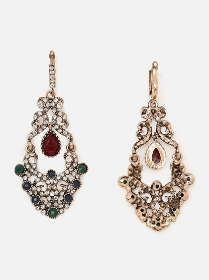 Gold Plated Designer Stone Drop Earring