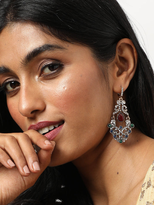 Gold Plated Designer Stone Drop Earring