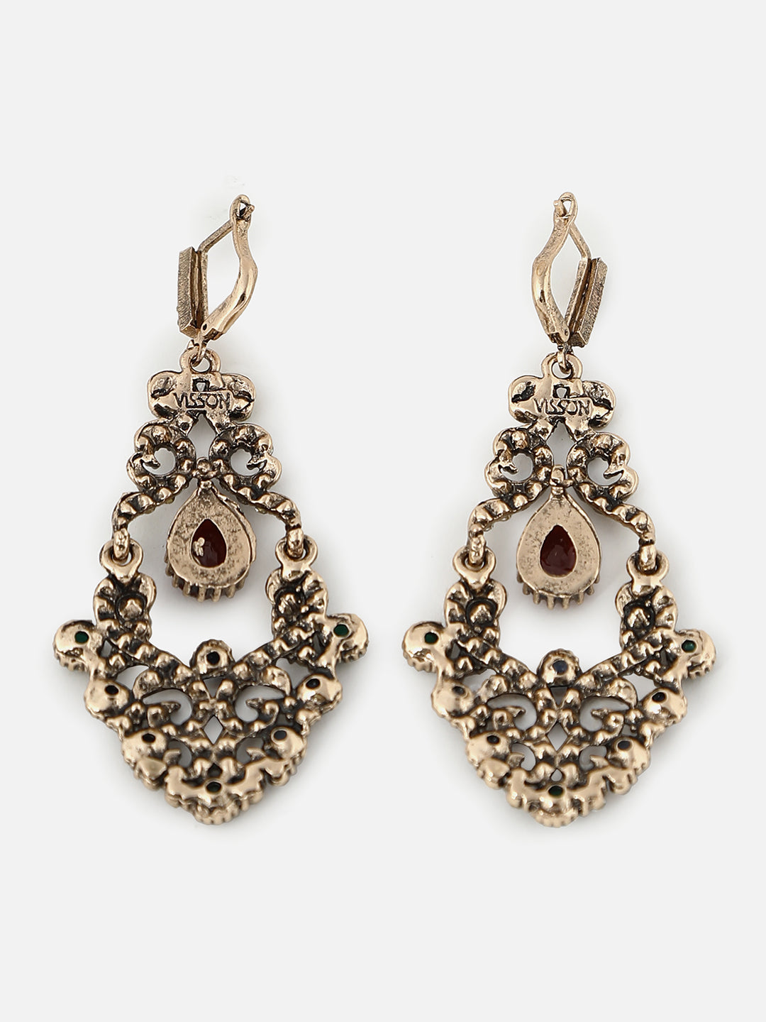 Gold Plated Designer Stone Drop Earring