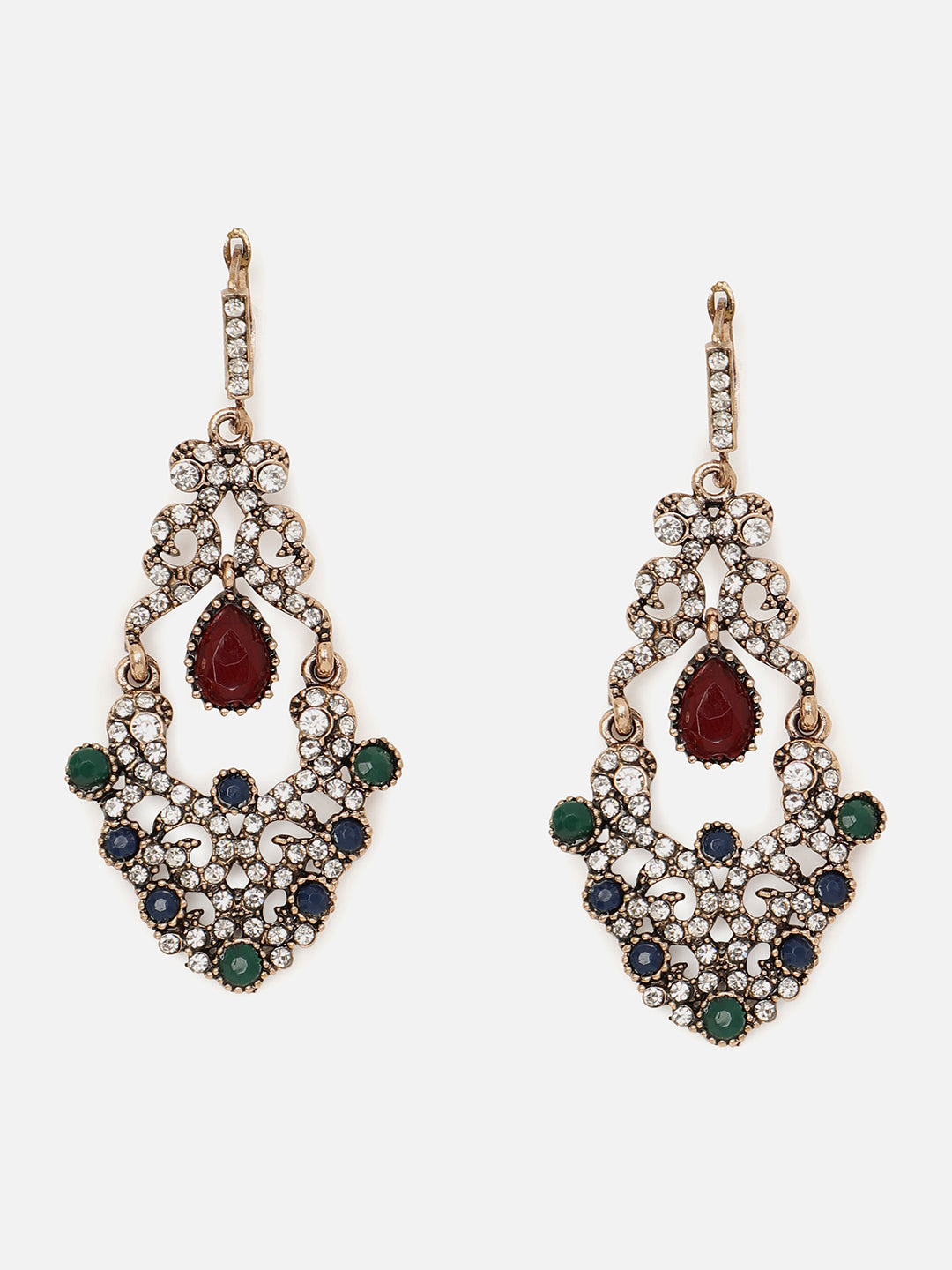 Gold Plated Designer Stone Drop Earring