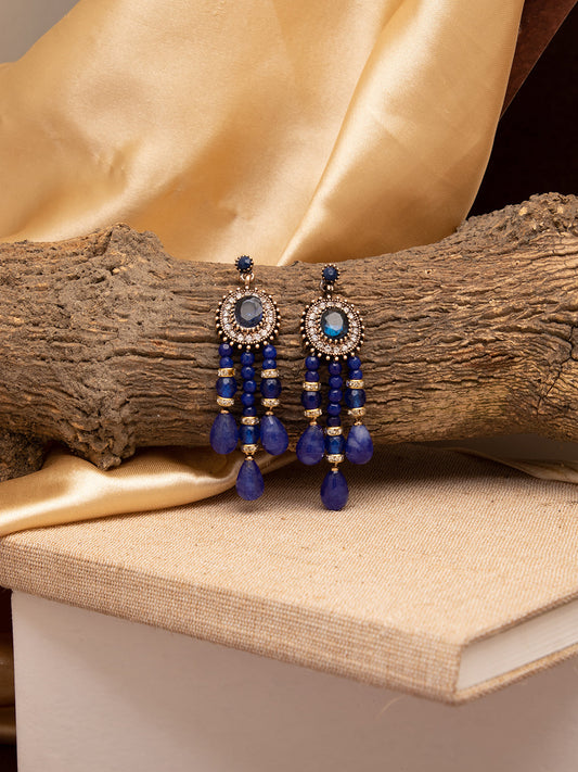 Gold Plated Designer Stone Drop Earring