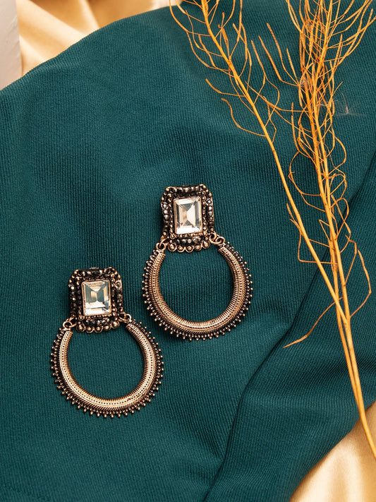 Gold Plated Designer Stone Drop Earring