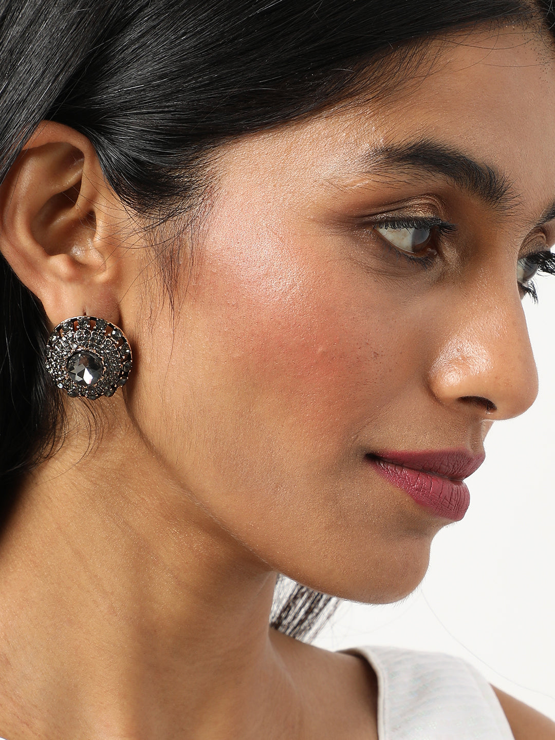 Silver Plated Designer Stone Drop Earring