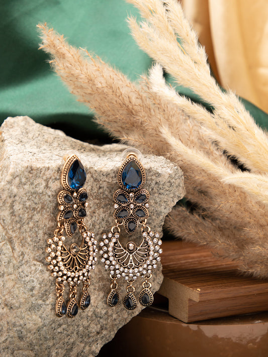 Gold Plated Designer Stone Drop Earring