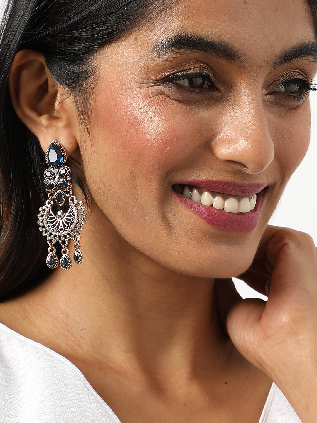 Gold Plated Designer Stone Drop Earring