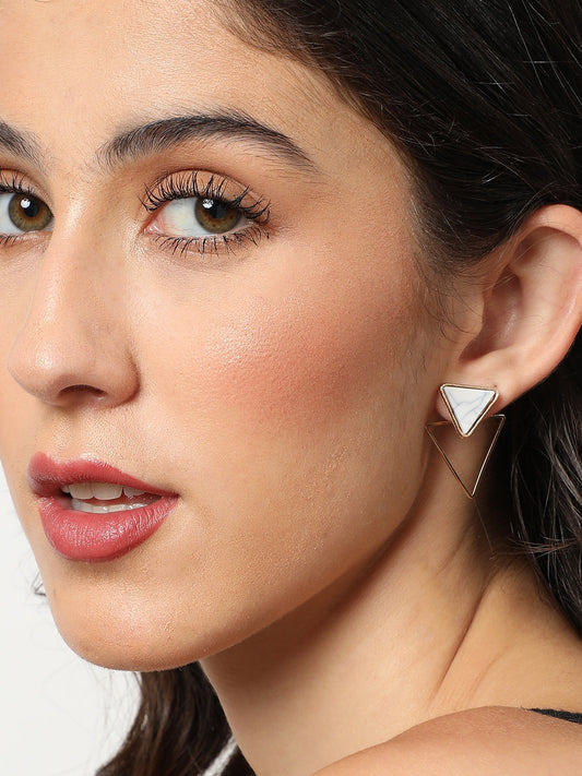 Gold Plated Designer Stone Drop Earring