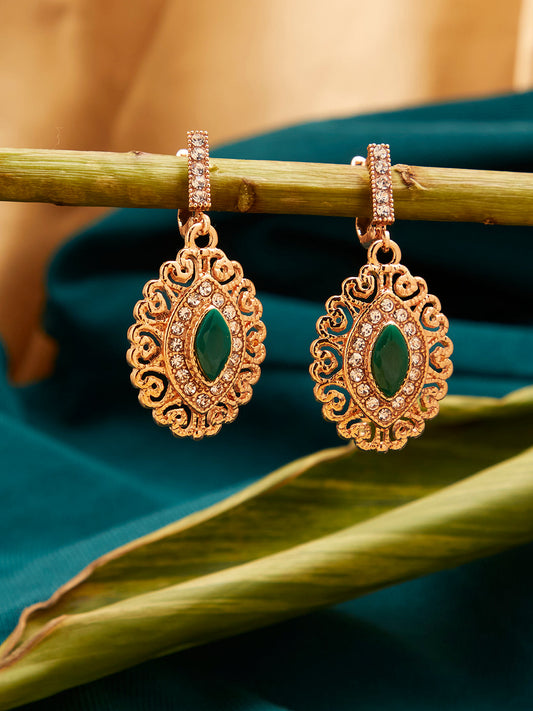 Gold Plated Designer Stone Drop Earring