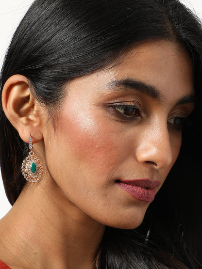 Gold Plated Designer Stone Drop Earring