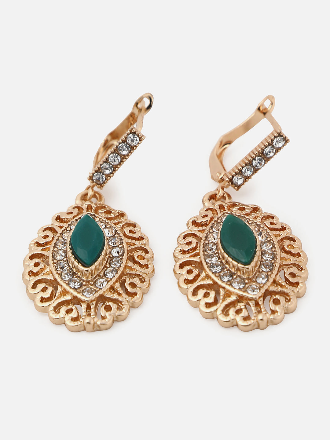 Gold Plated Designer Stone Drop Earring