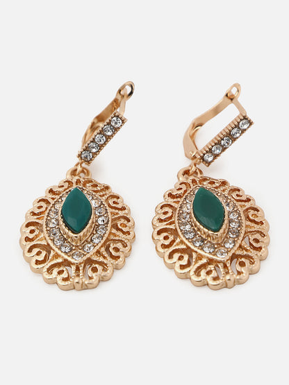 Gold Plated Designer Stone Drop Earring
