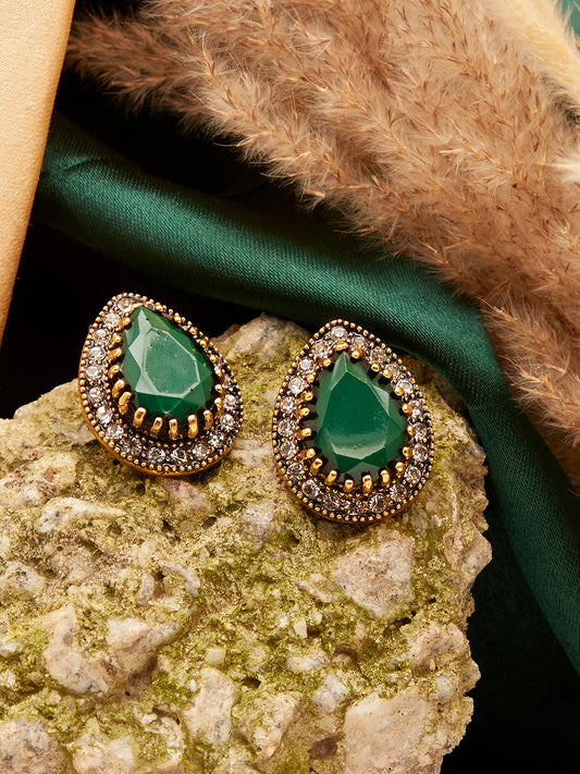 Gold Plated Designer Stone Stud