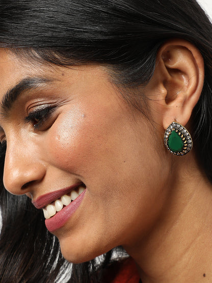 Gold Plated Designer Stone Stud