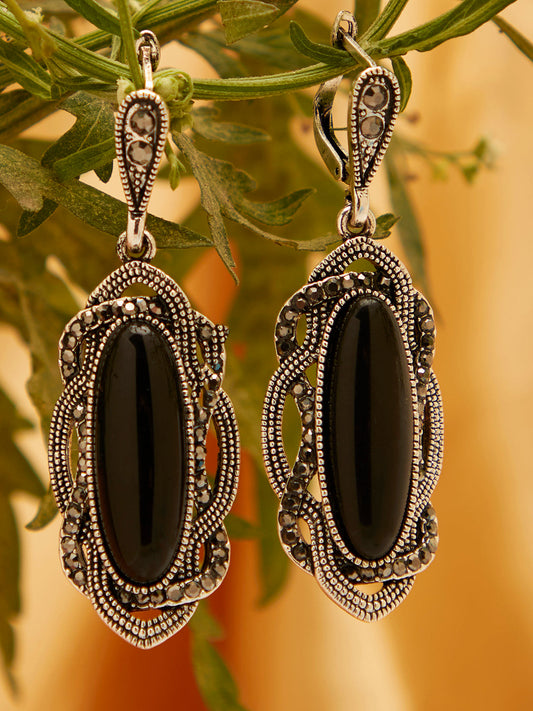 Silver Plated Designer Stone Drop Earring