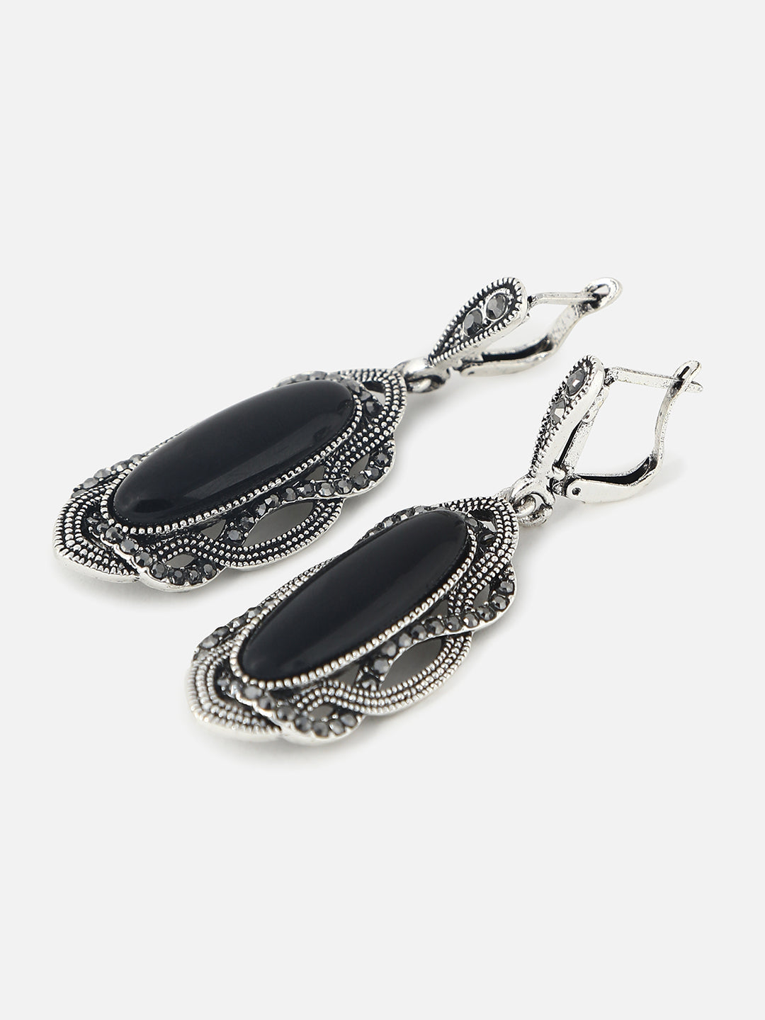 Silver Plated Designer Stone Drop Earring