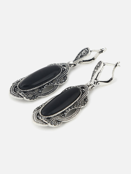 Silver Plated Designer Stone Drop Earring