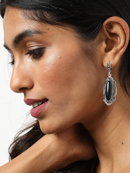 Silver Plated Designer Stone Drop Earring
