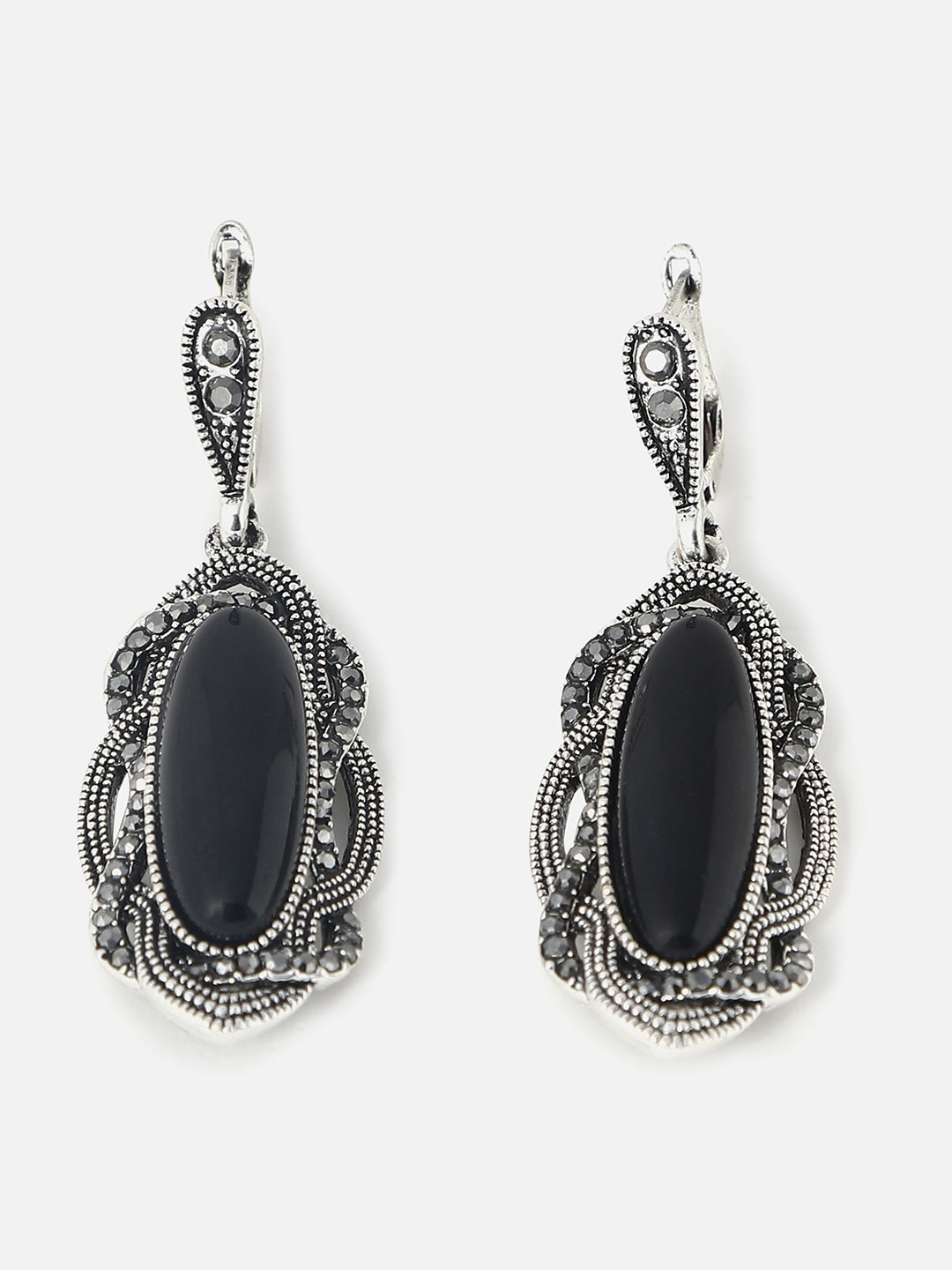 Silver Plated Designer Stone Drop Earring