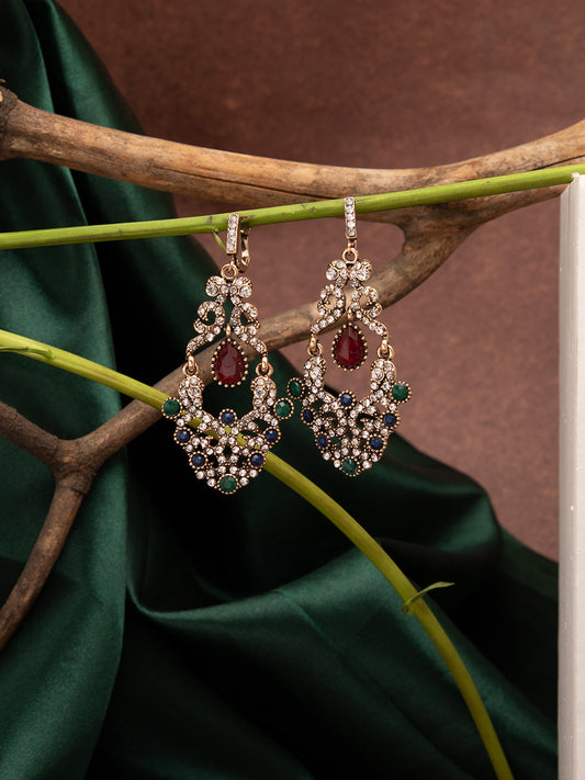 Gold Plated Designer Stone Stud