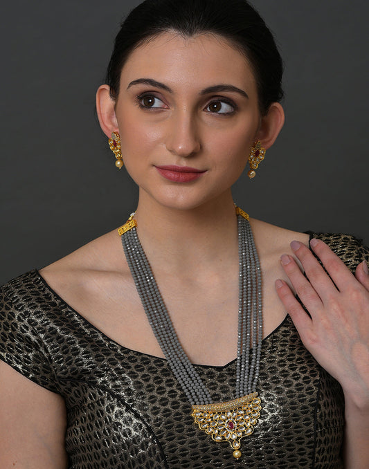Pearl Beaded Gold Plated Necklace Set