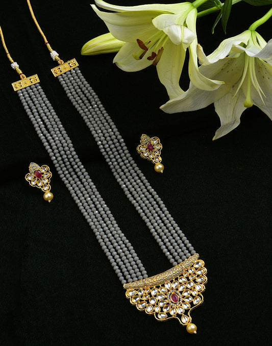 Pearl Beaded Gold Plated Necklace Set
