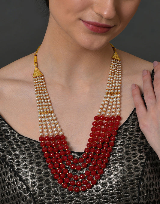 Pearl Beaded Gold Plated Necklace