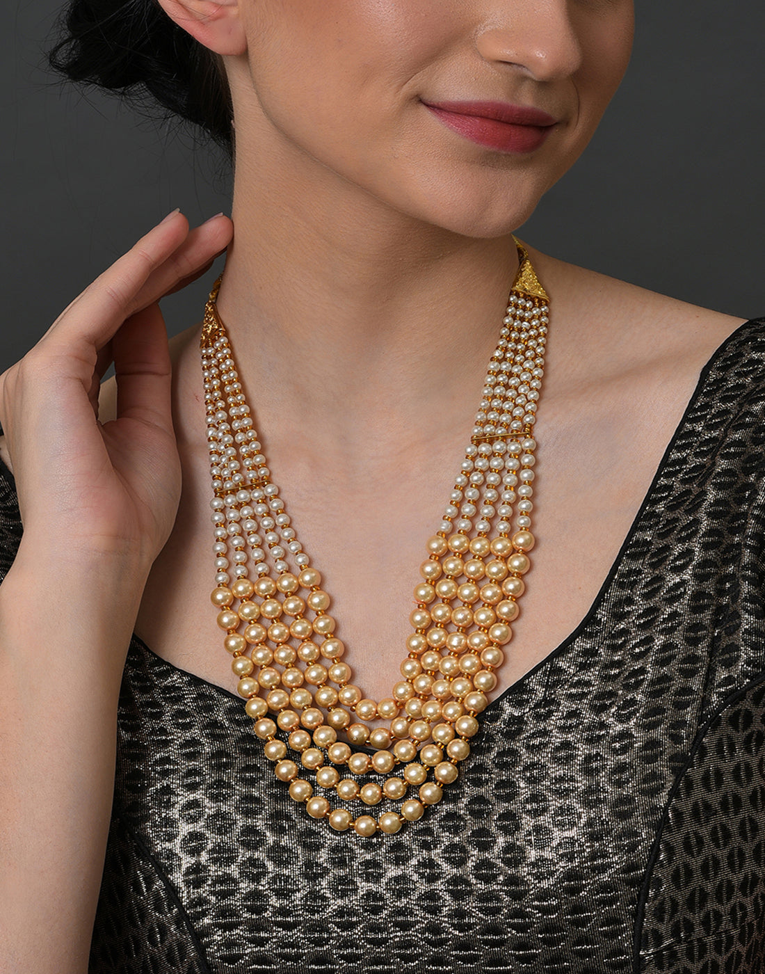 Pearl Beaded Gold Plated Necklace