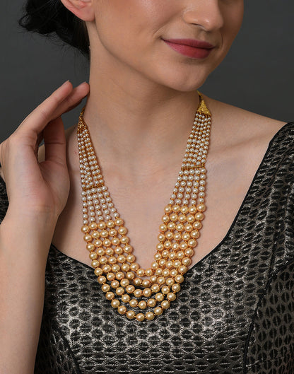 Pearl Beaded Gold Plated Necklace