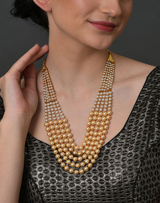 Pearl Beaded Gold Plated Necklace