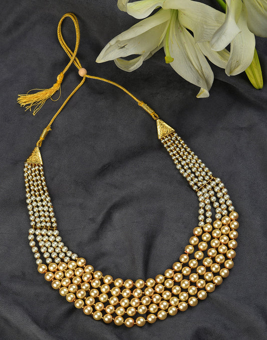 Pearl Beaded Gold Plated Necklace