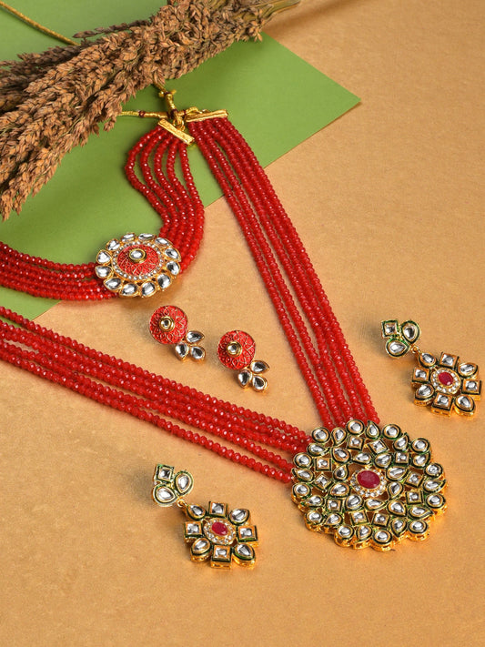 Gold Plated Stone Designer Necklace Set