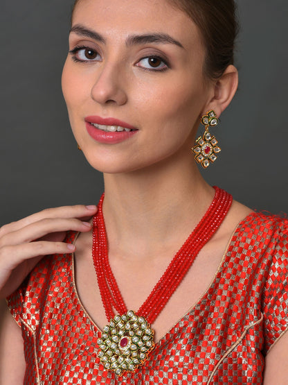Gold Plated Stone Designer Necklace Set