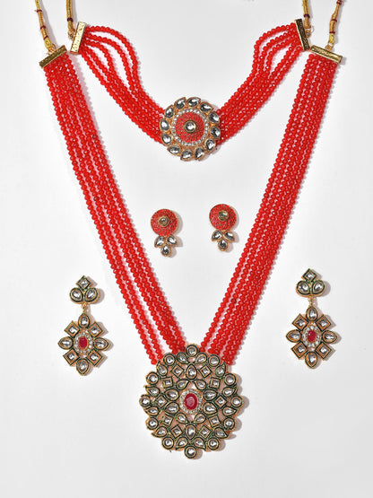 Gold Plated Stone Designer Necklace Set