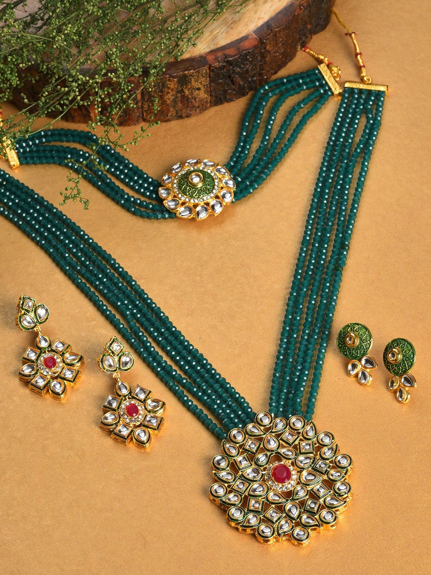 Gold Plated Stone Designer Necklace Set