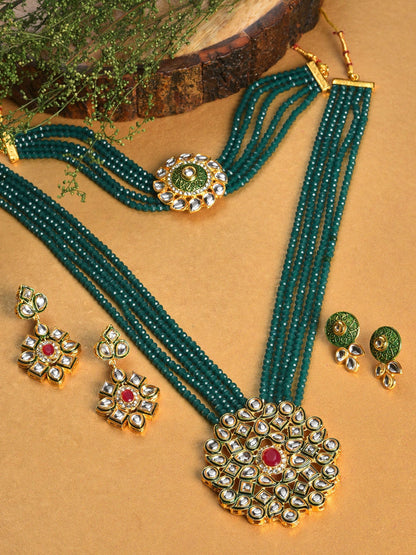 Gold Plated Stone Designer Necklace Set