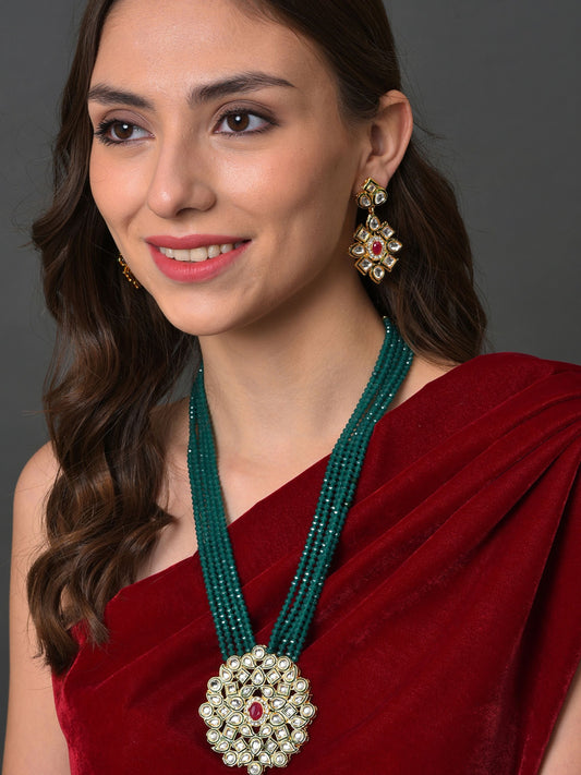 Gold Plated Stone Designer Necklace Set
