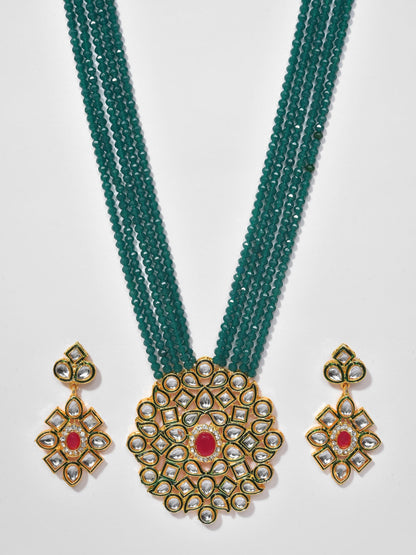Gold Plated Stone Designer Necklace Set