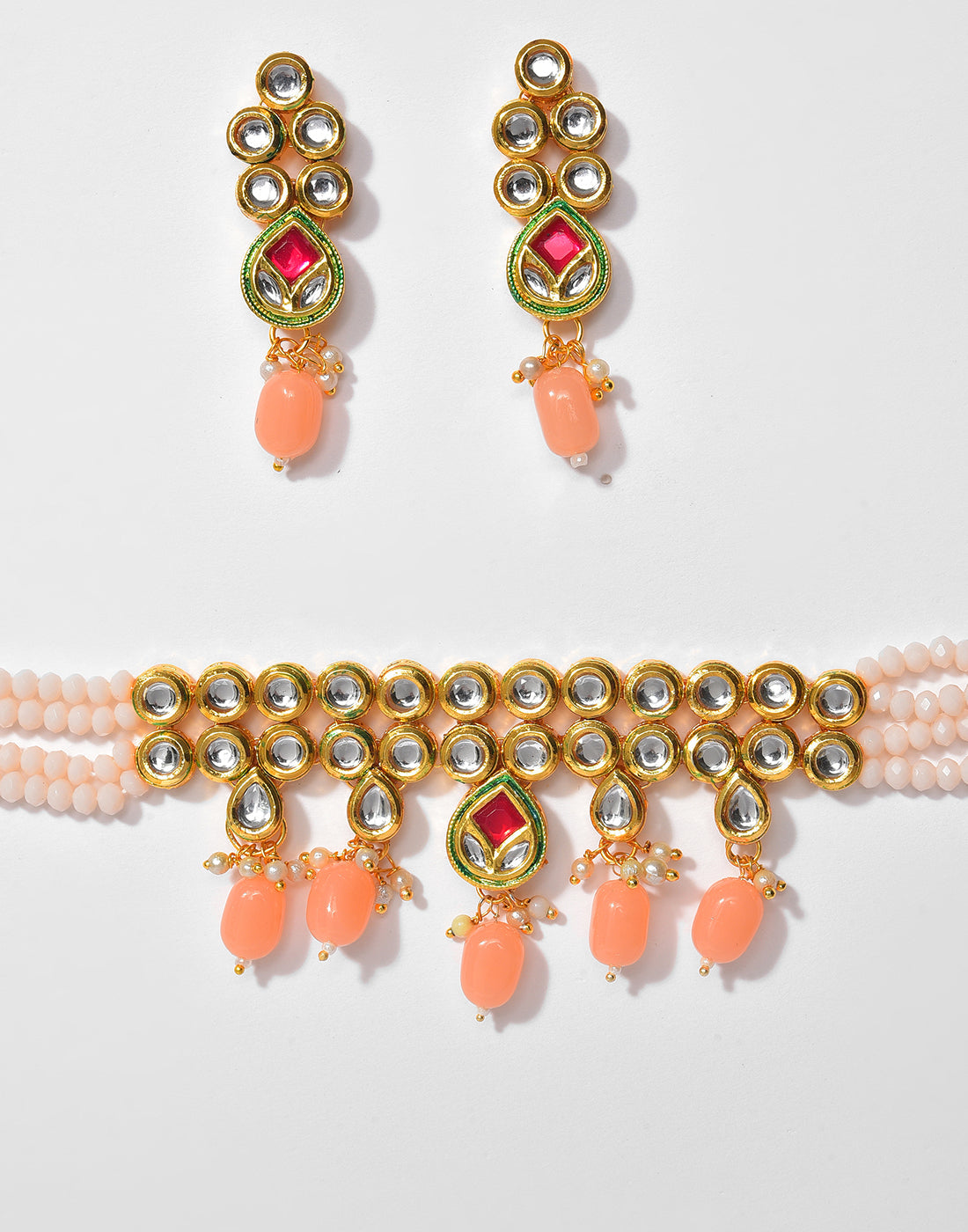 Kundan Beads Gold Plated Necklace Set